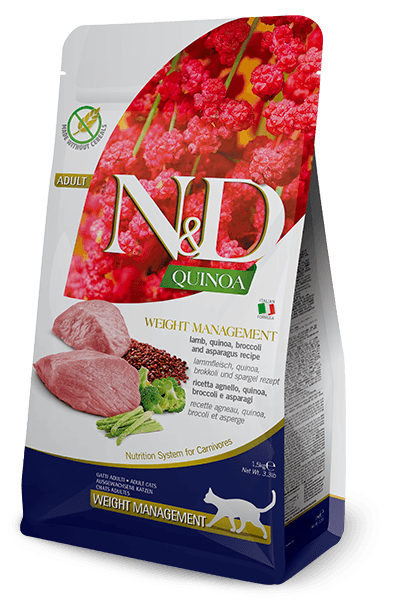 N&D Suva hrana za odrasle mačke Quinoa Weight Management, Jagnjetina i artičoke, 1.5kg