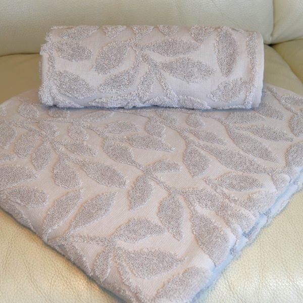 BLUE BELL Peškir Leaves 50x90cm, Sivi