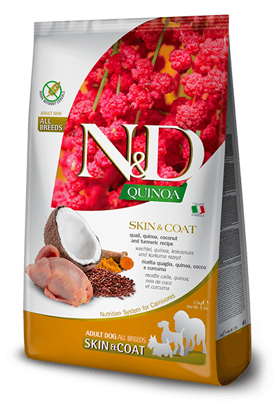 N&D Hrana za odasle pse malih rasa sklone alergijama i pse sa osetljivom kožom, Prepelica, Kinoa, Kokos i Kurkuma, 7kg