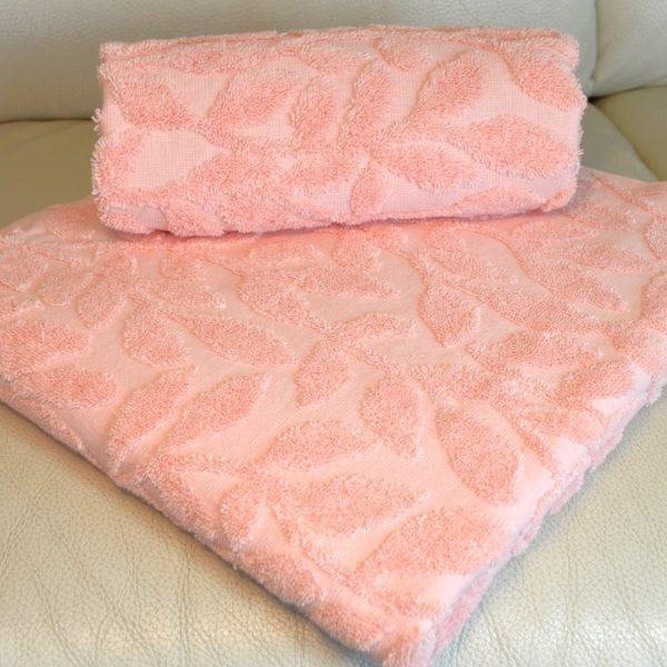 BLUE BELL Peškir Leaves 50x90cm, Svetloroze