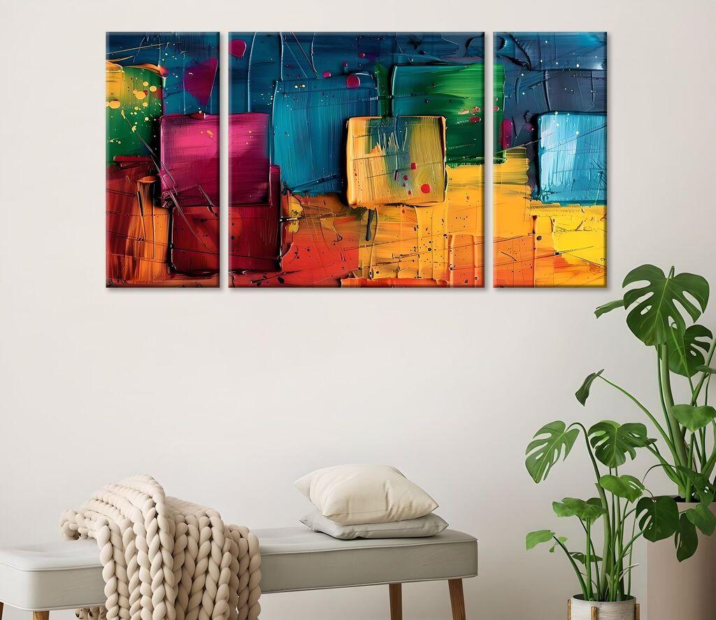 Wallity Dekorativne slike na platnu, 20x45cm, 3 komada, Šarene