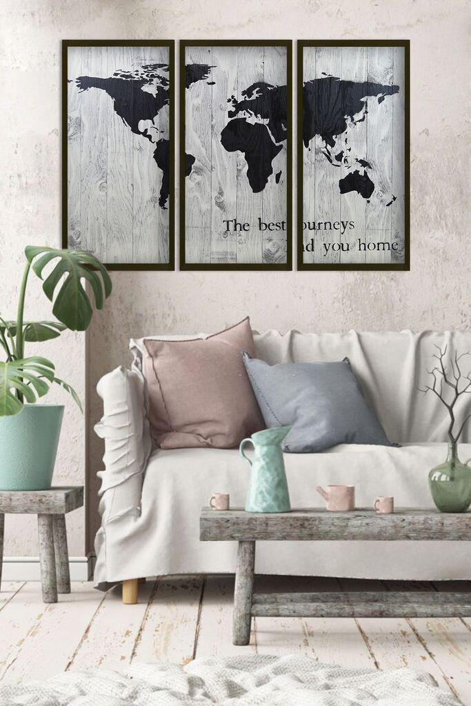 Wallity Dekorativne uramljene slike, 70x33cm, 3 komada, Šarene