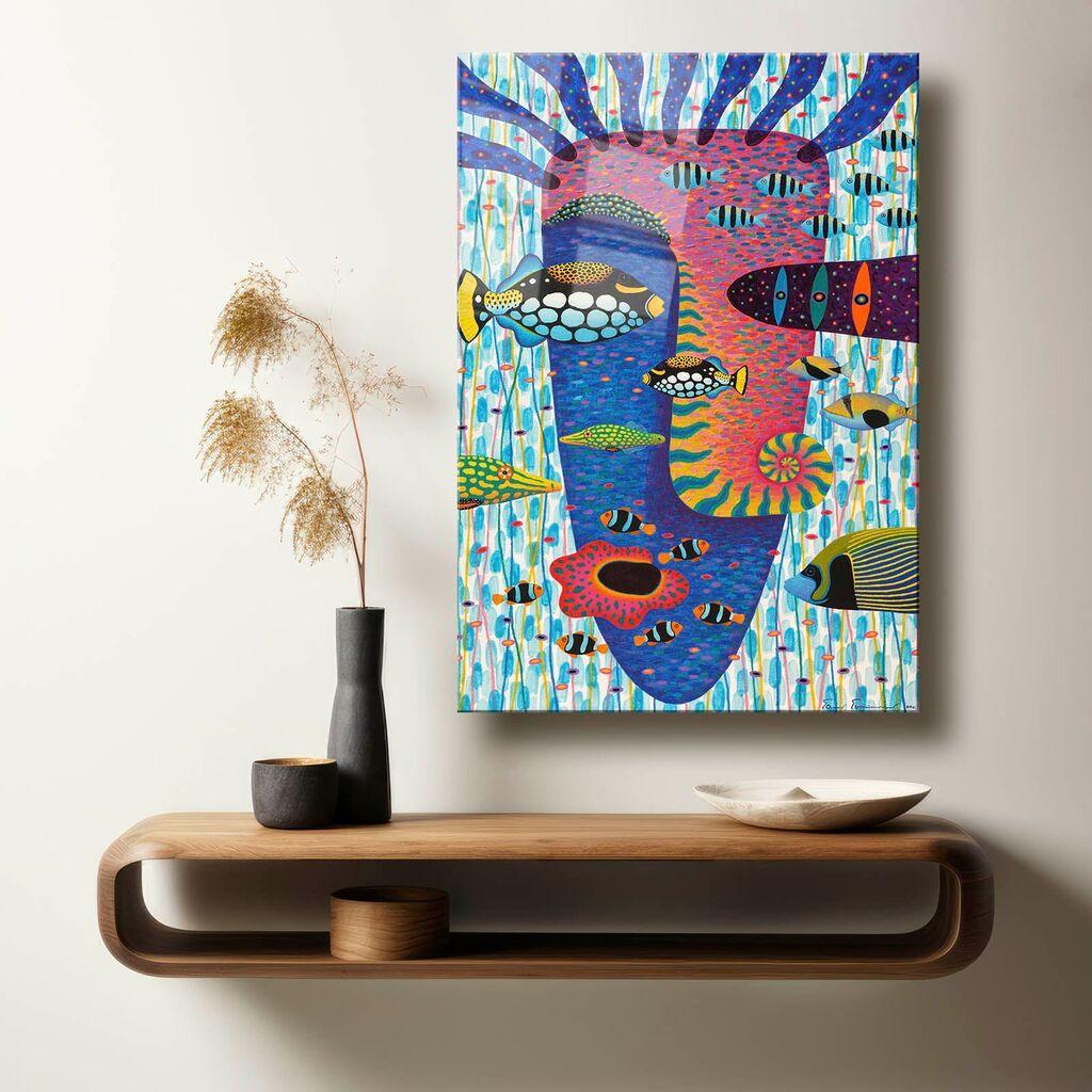 Wallity Dekorativna slika na kaljenom staklu, 70x100cm, Šarena