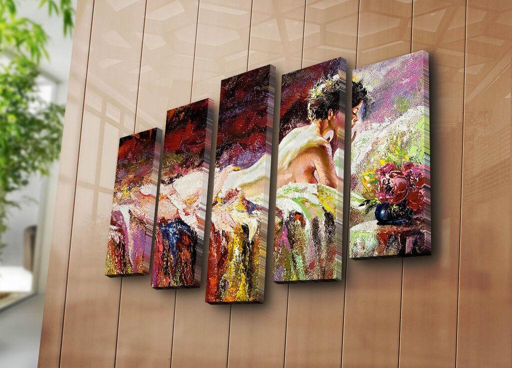 Wallity Dekorativne slike na platnu, 19x70cm, 5 komada, Šarene