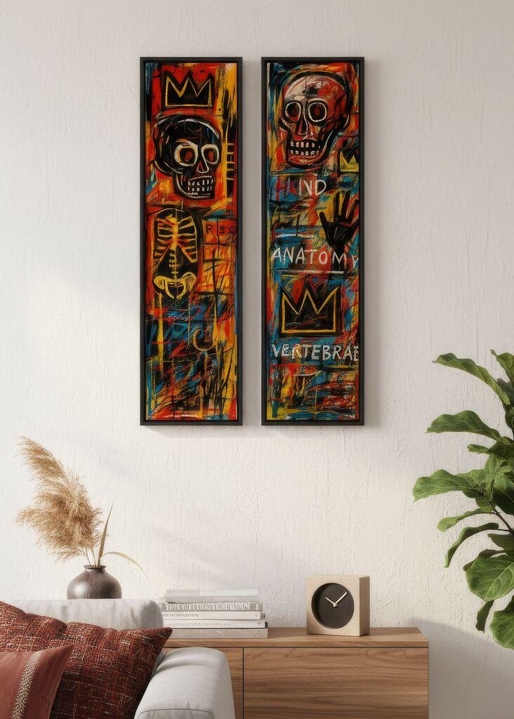 Wallity Dekorativne uramljene slike na platnu, 25x100cm, 2 komada, Šarene