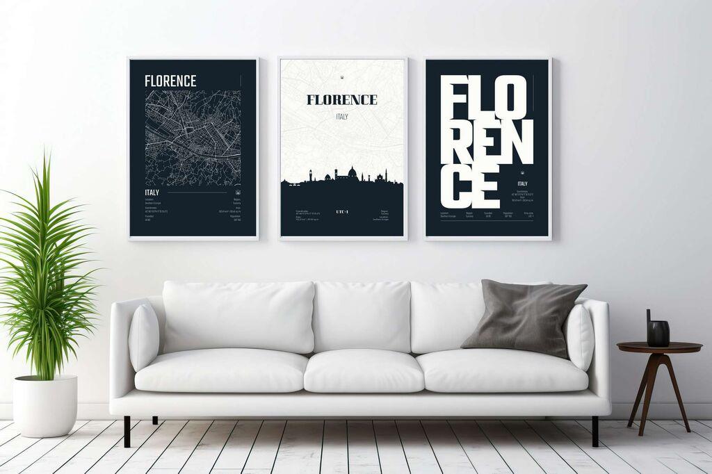 Wallity Dekorativne uramljene slike, 50x70cm, 3 komada, Šarene