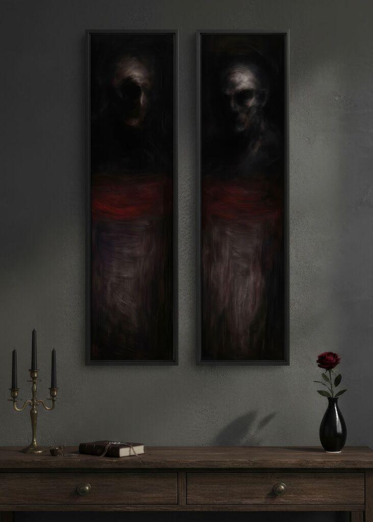 Wallity Dekorativne uramljene slike na platnu, 25x100cm, 2 komada, Šarene