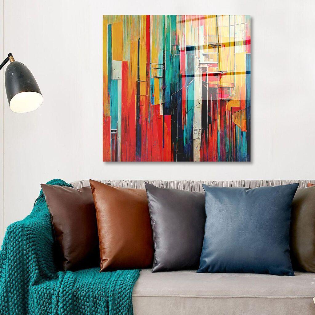 Wallity Dekorativna slika na kaljenom staklu, 70x70cm, Šarena
