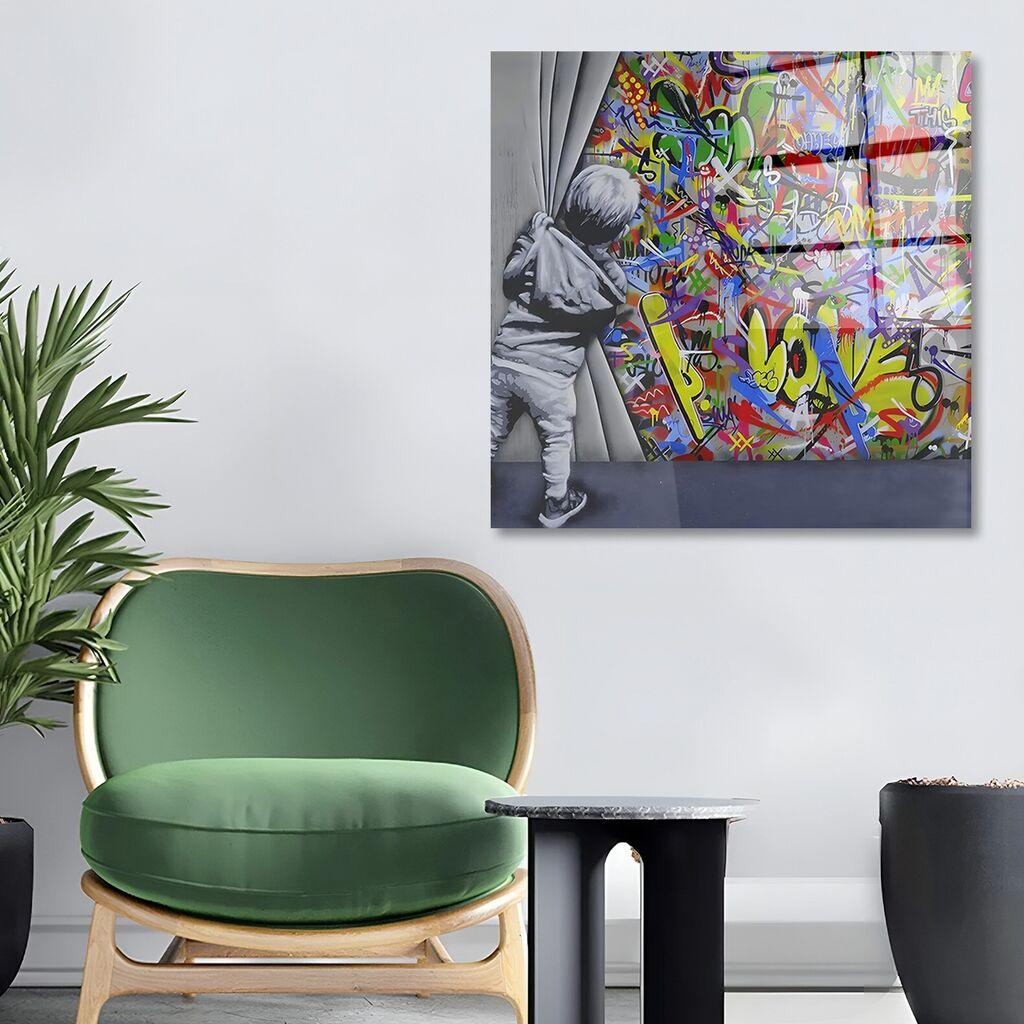 Wallity Dekorativna slika na kaljenom staklu, 50x50cm, Šarena