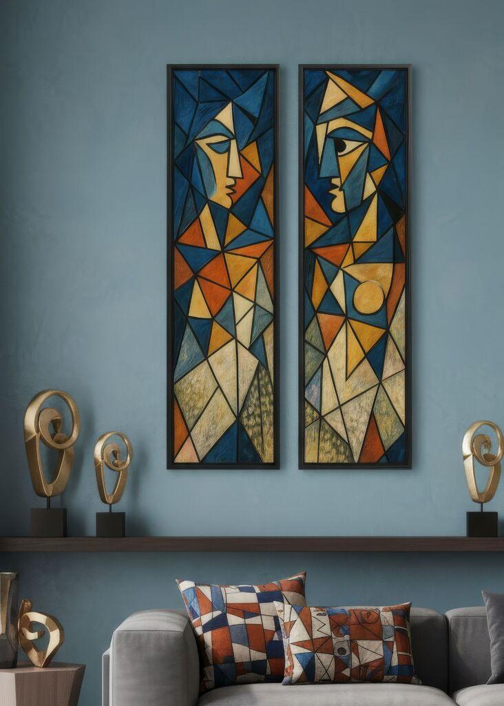 Wallity Dekorativne uramljene slike na platnu, 25x100cm, 2 komada, Šarene