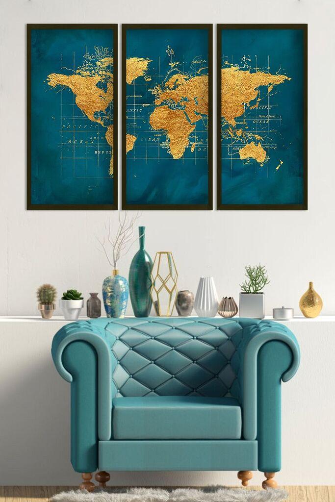 Wallity Dekorativne uramljene slike, 70x33cm, 3 komada, Šarene