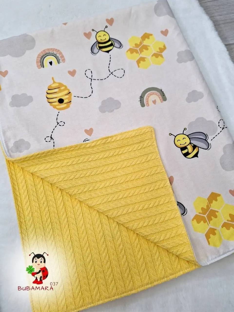 Bubamara037 Pokrivač za bebe, Sa vezom, Žuti
