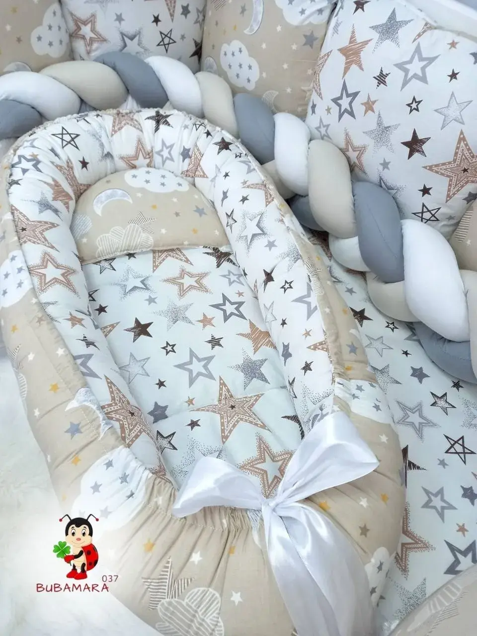 Bubamara037 Gnezdo za bebe Zvezdice, Krem
