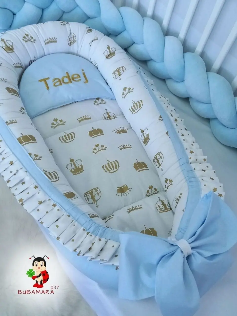 Bubamara037 Gnezdo za bebe sa karnerom Krune, Plavo
