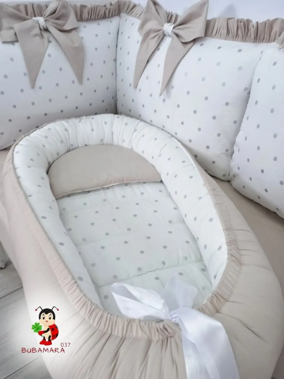 Bubamara037 Gnezdo za bebe Tačkice, Krem