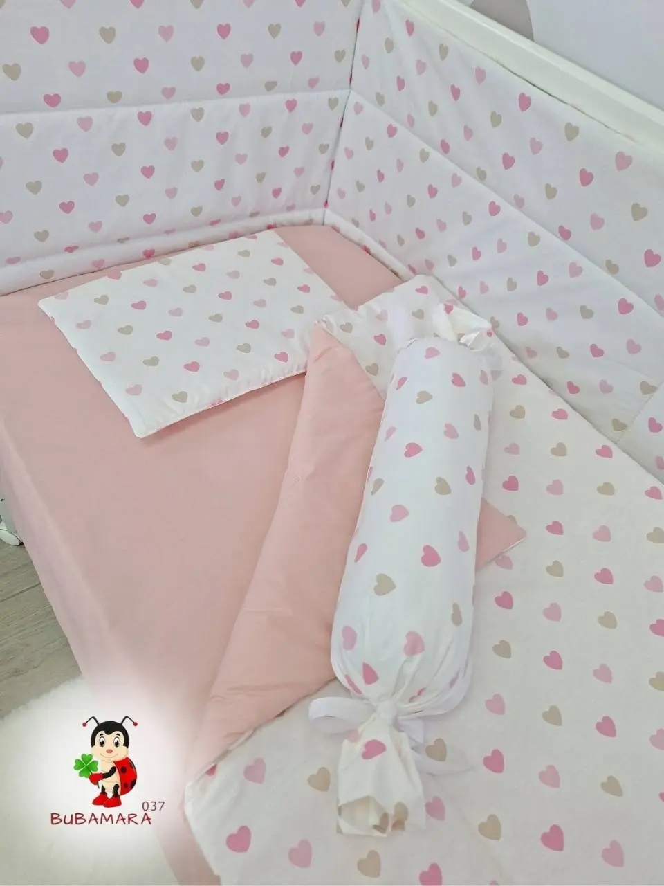 Bubamara037 Set za krevetac sa ravnom ogradicom, 120x60cm, Šareni