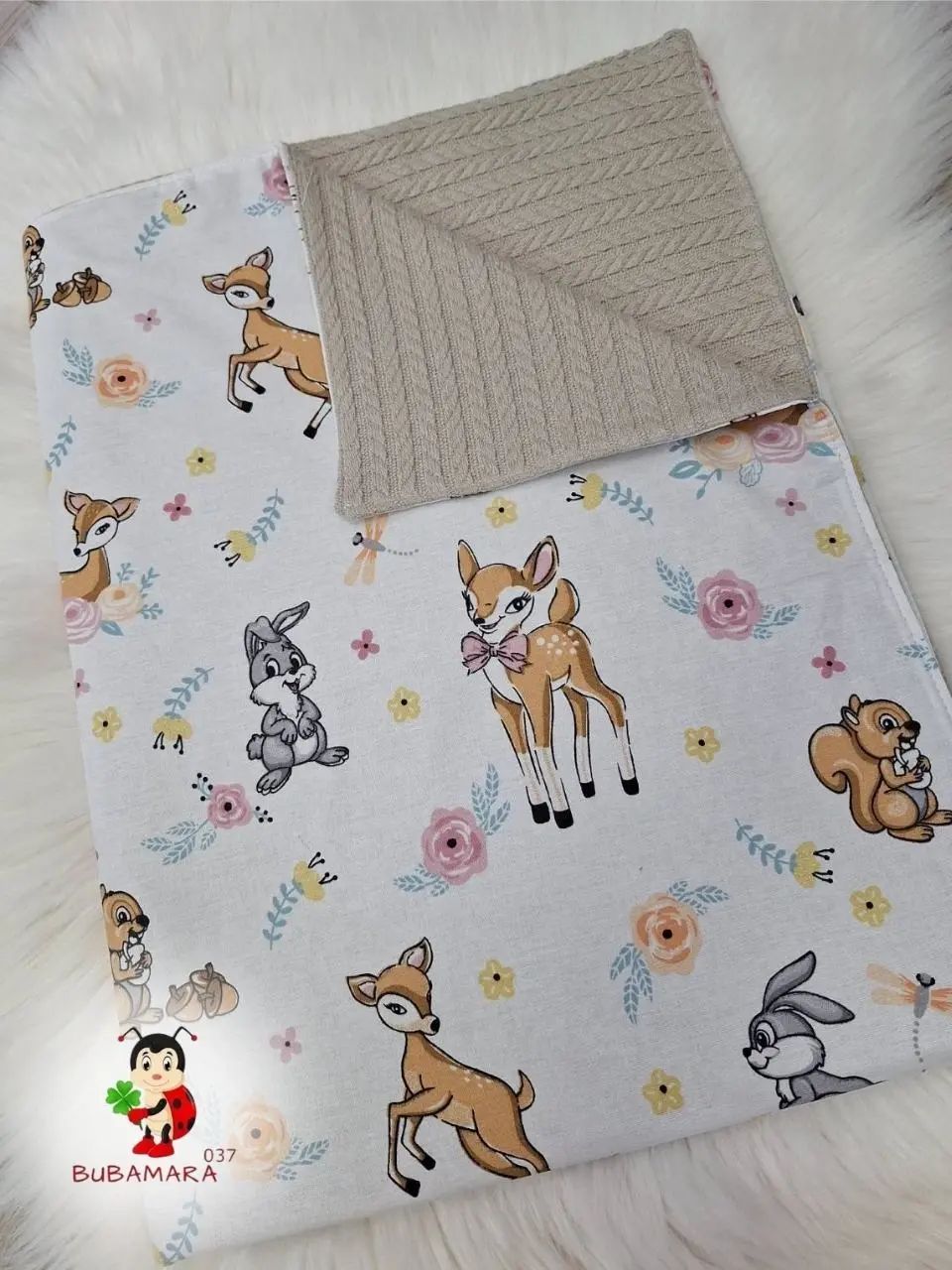 Bubamara037 Pokrivač za bebe Bambi, Belo-Bež