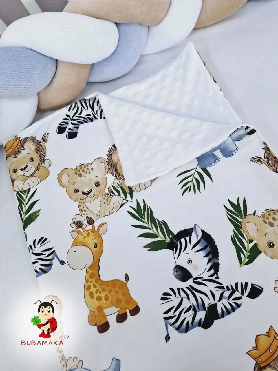 Bubamara037 Pokrivač za bebe Životinje, Beli