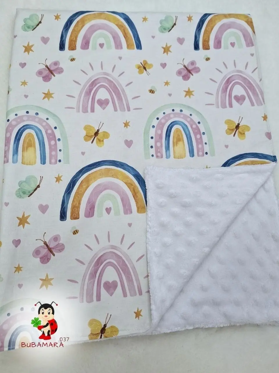 Bubamara037 Pokrivač za bebe, Sa vezom, Beli