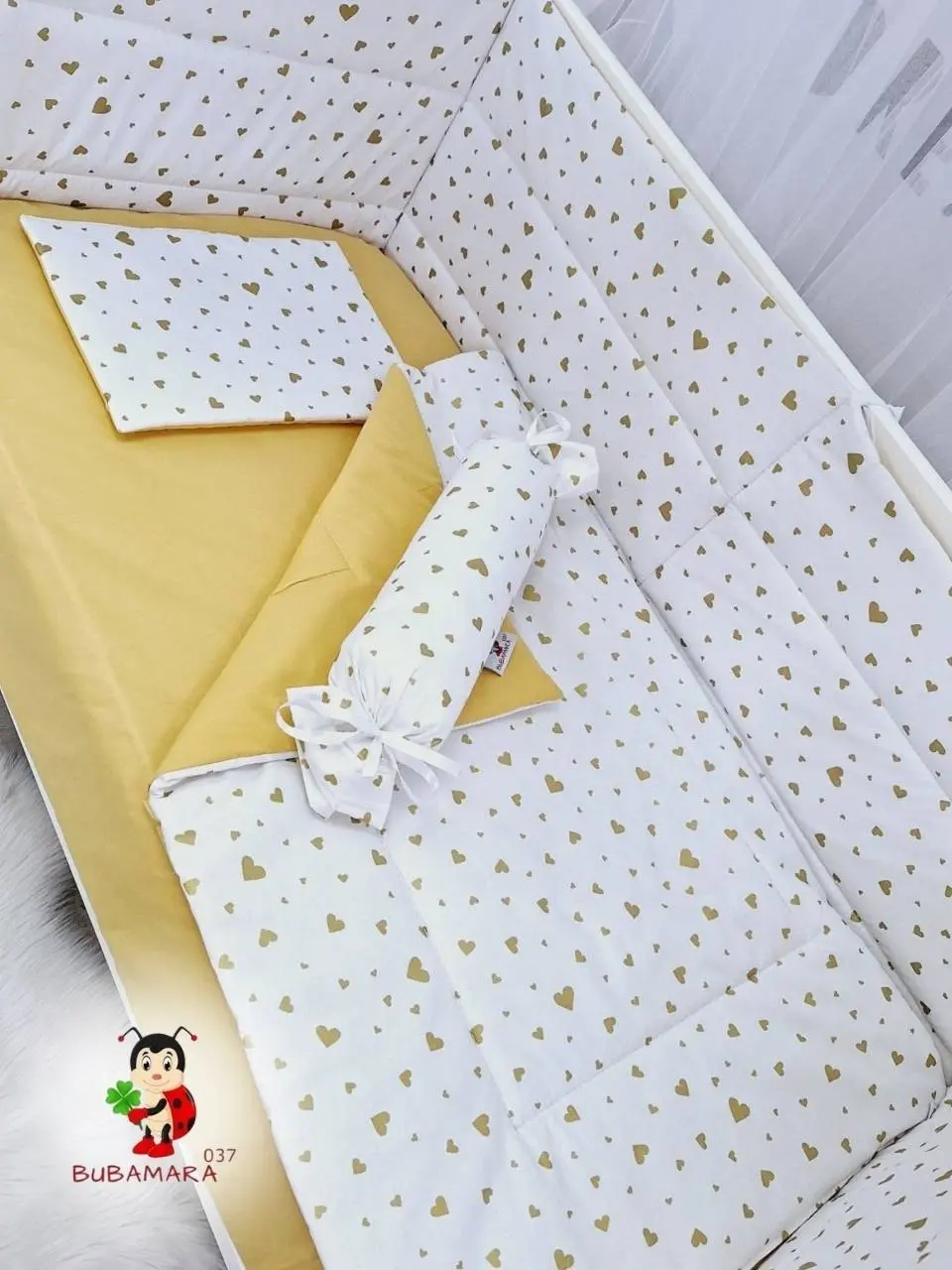 Bubamara037 Set za krevetac sa ravnom ogradom Glitter, Bez lastiša