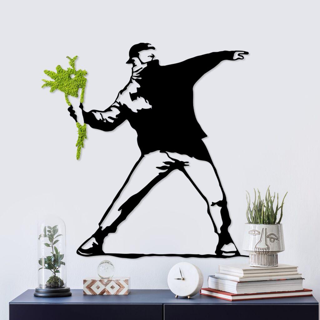 Wallity Zidna dekoracija Moss-Flower Gang, 70x69cm, Crna