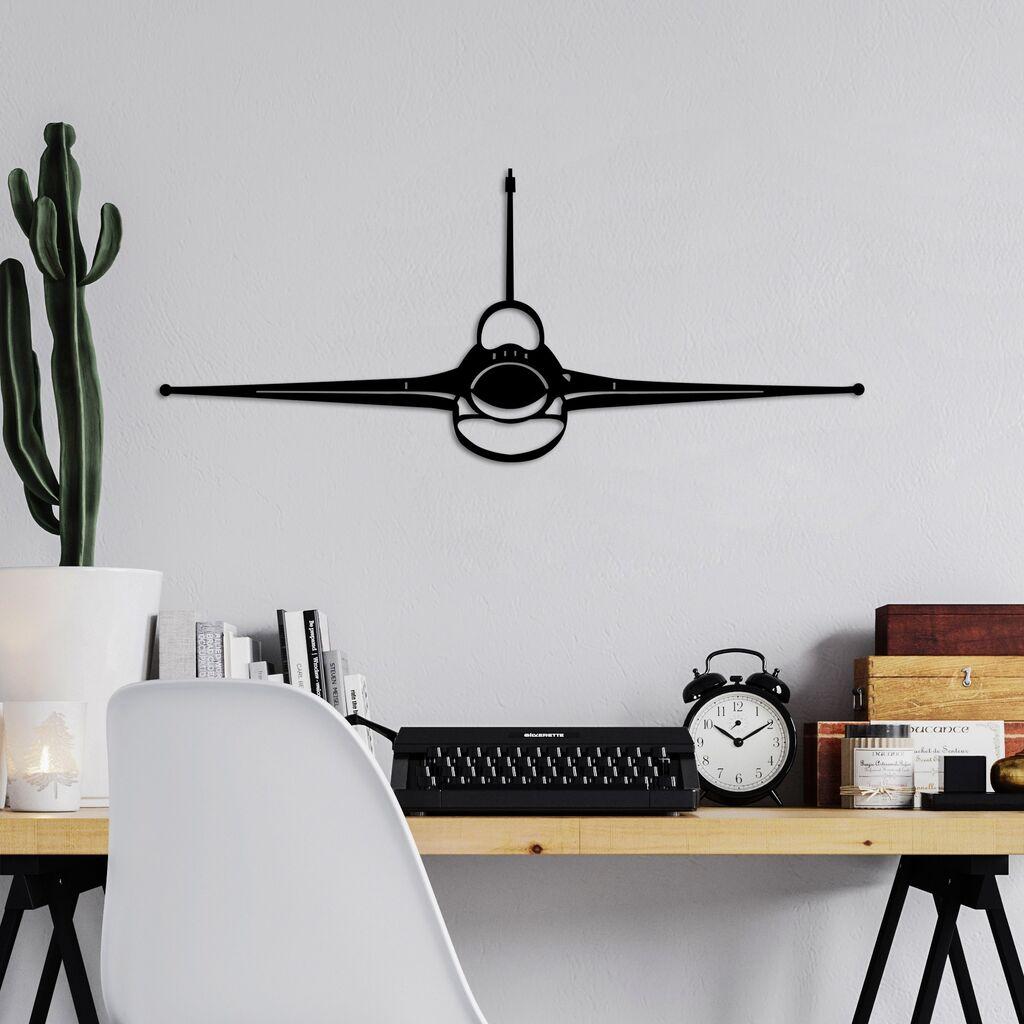 Wallity Zidna dekoracija F-16 Jet Fighter, 60x25cm, Crna