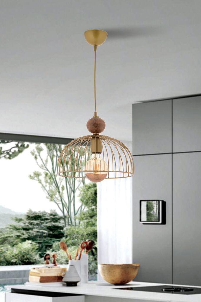 Opviq Luster Dorris Wood, 30cm, IP20, Zlatne boje