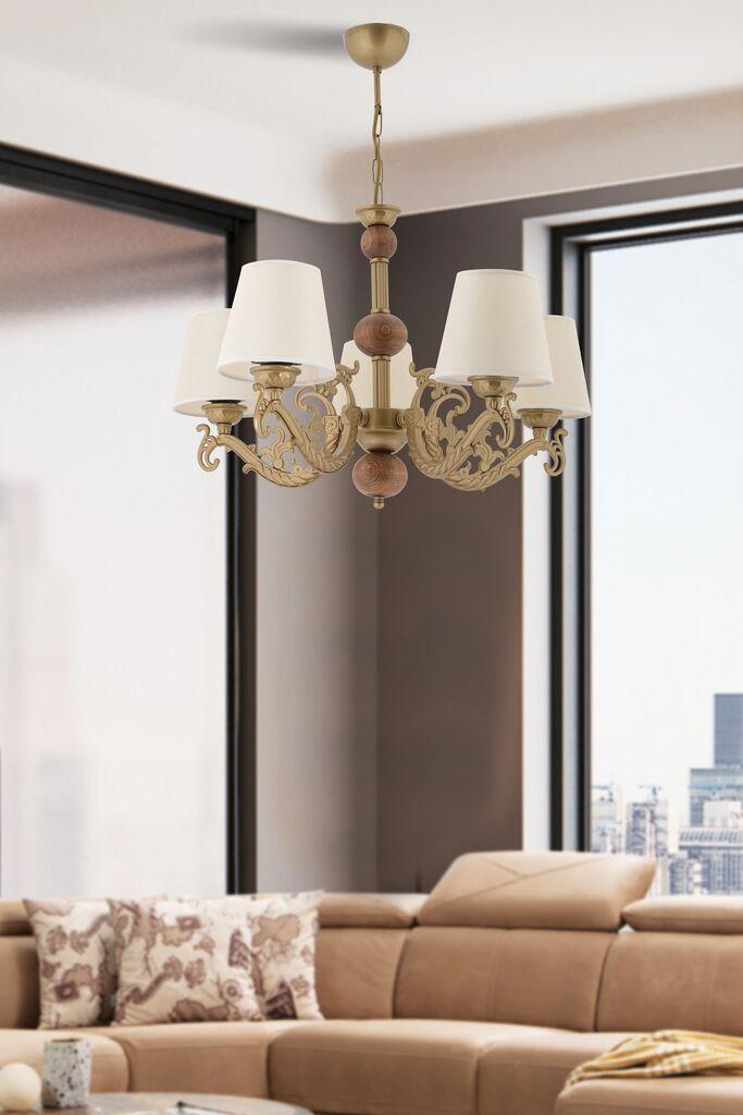 Opviq Luster Fiona Wood, 15x10x13cm, IP20, Krem-zlatne boje