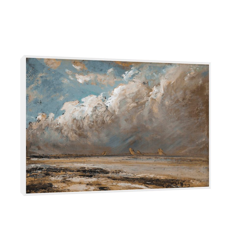 Canvas Slika na platnu Beach in Normandy, Gustave Courbet 45x30cm, Sa ramom, Beli