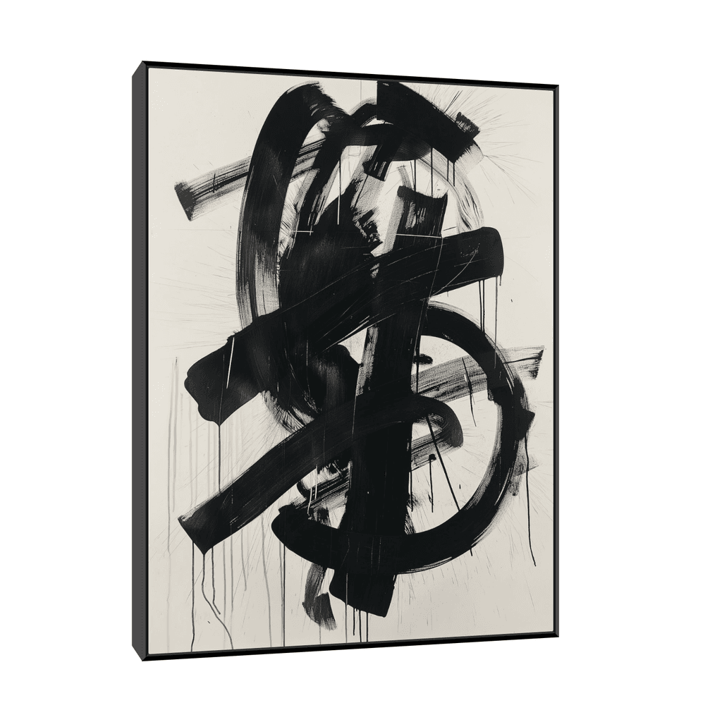 Canvas Slika na platnu Brushstrokes, 30x45cm, Sa ramom, Crni