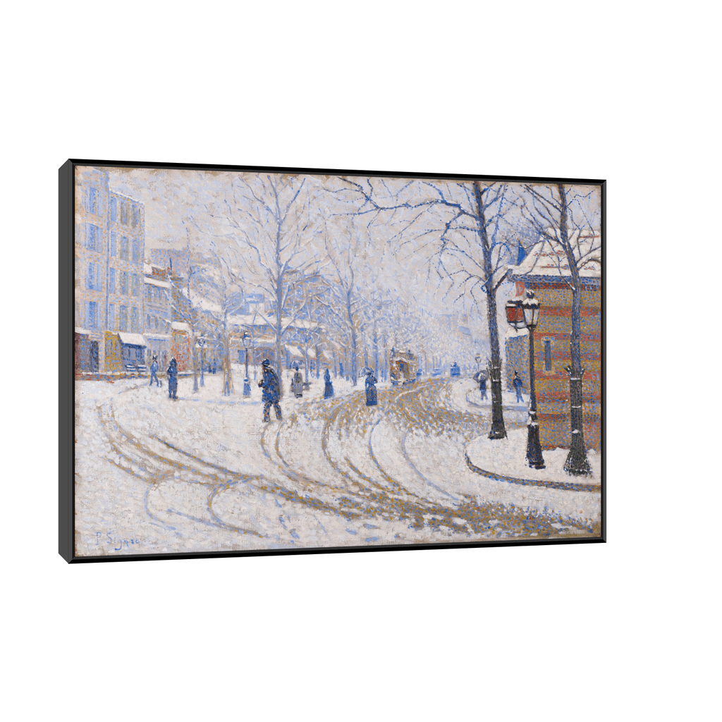 Canvas Slika na platnu Snow, Boulevard de Clichy, Paris, Paul Signac, 90x60cm, Sa ramom, Crni