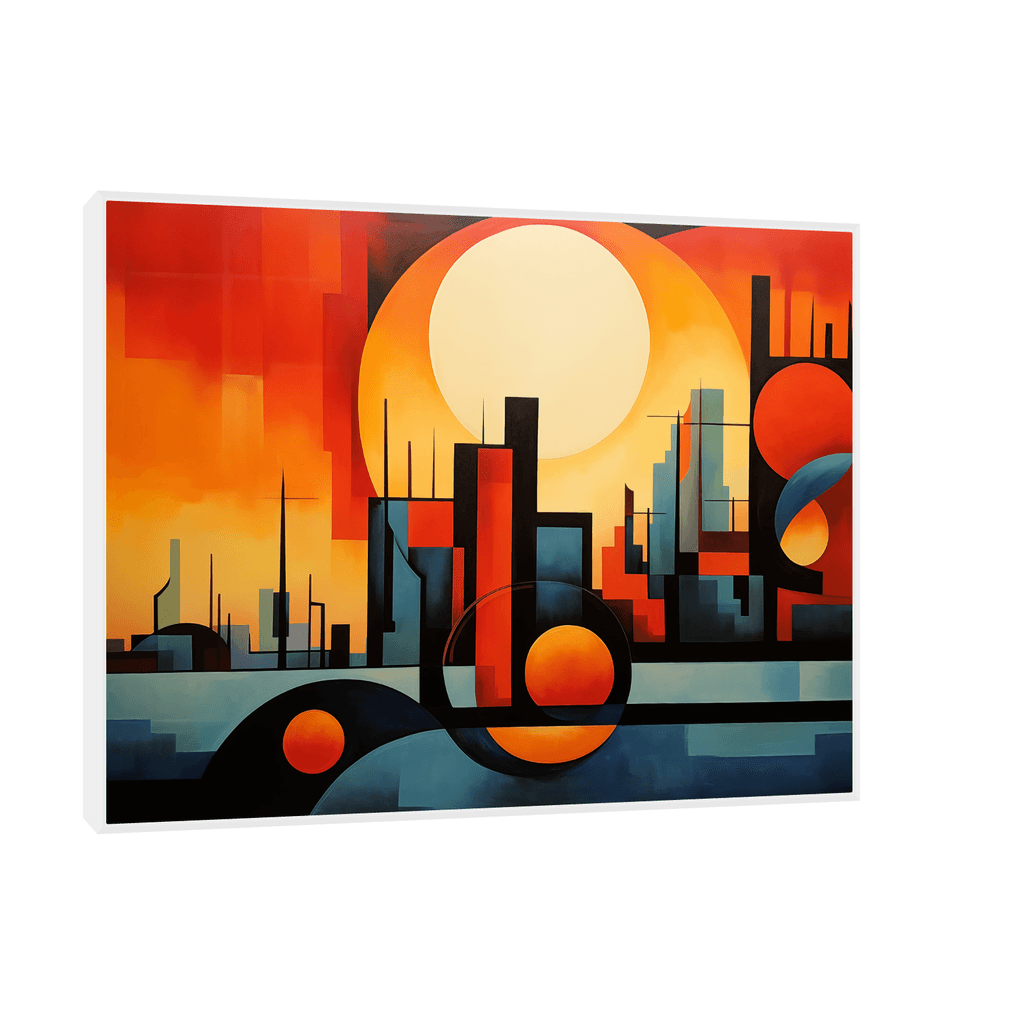 Canvas Slika na platnu Zalazak sunca u gradu, 80x60cm, Sa ramom, Beli