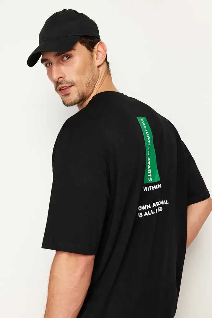 Trendyol Muška majica Tmnss24Ts00014, Crna