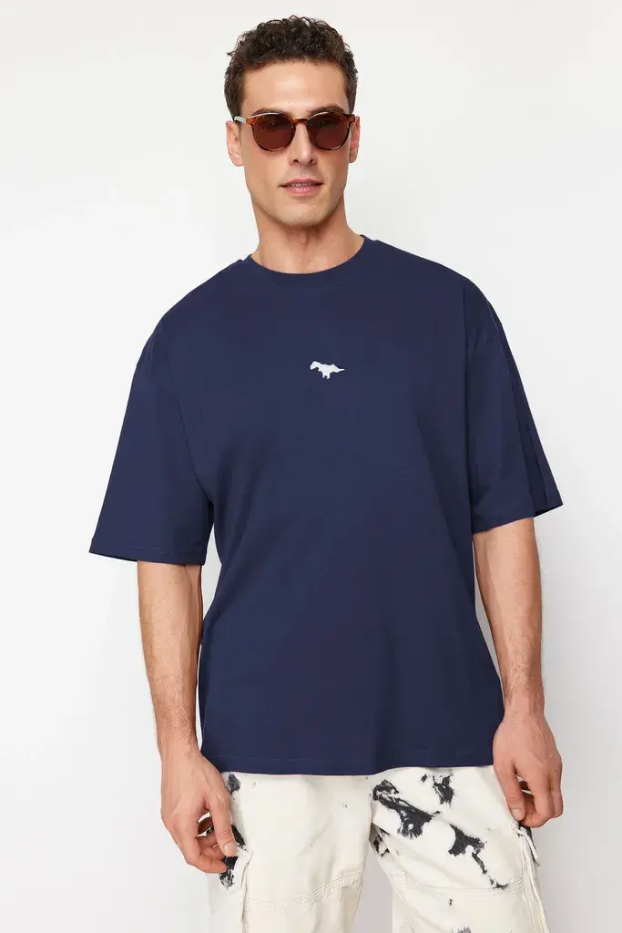 Trendyol Muška majica Tmnss23Ts00243, Tamnoplava