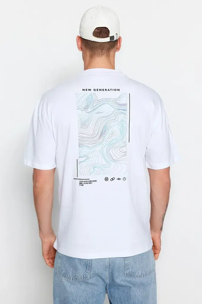 Trendyol Muška majica Tmnss23Ts00238, Bela