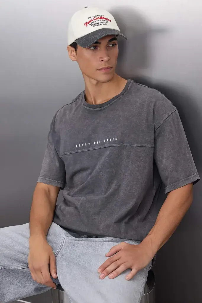 Trendyol Muška majica TMNSS23TS00174, Antracit