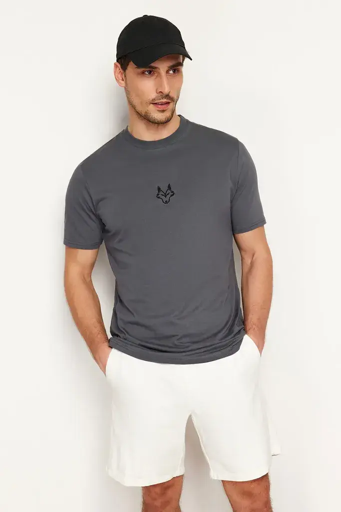 Trendyol Muška majica Tmnss24Ts00056, Antracit