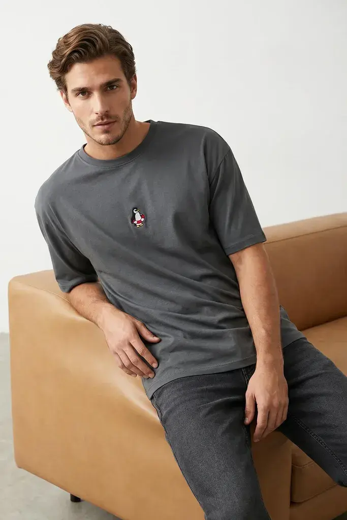 Trendyol Muška majica Tmnss23Ts00243, Antracit