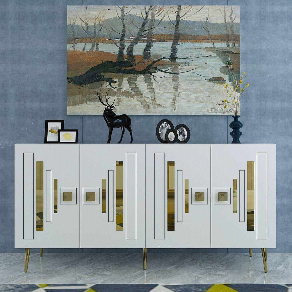 Hanah Home Konzolni sto Seduna, 150x75x35 cm, Belo-zlatne boje
