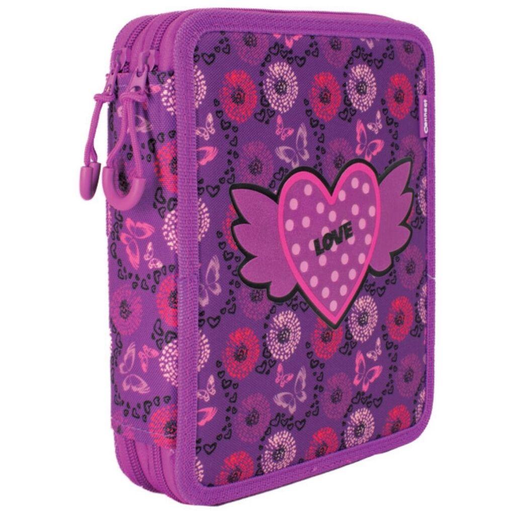 Connect Dvodelna pernica za devojčice Love heart, Puna, Ljubičasta