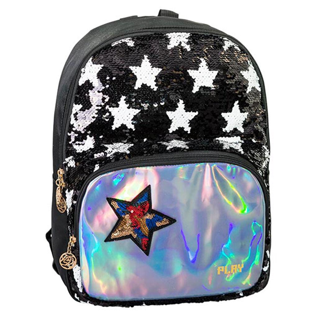 Play Školski ranac za devojčice Pop trend Star, Crni