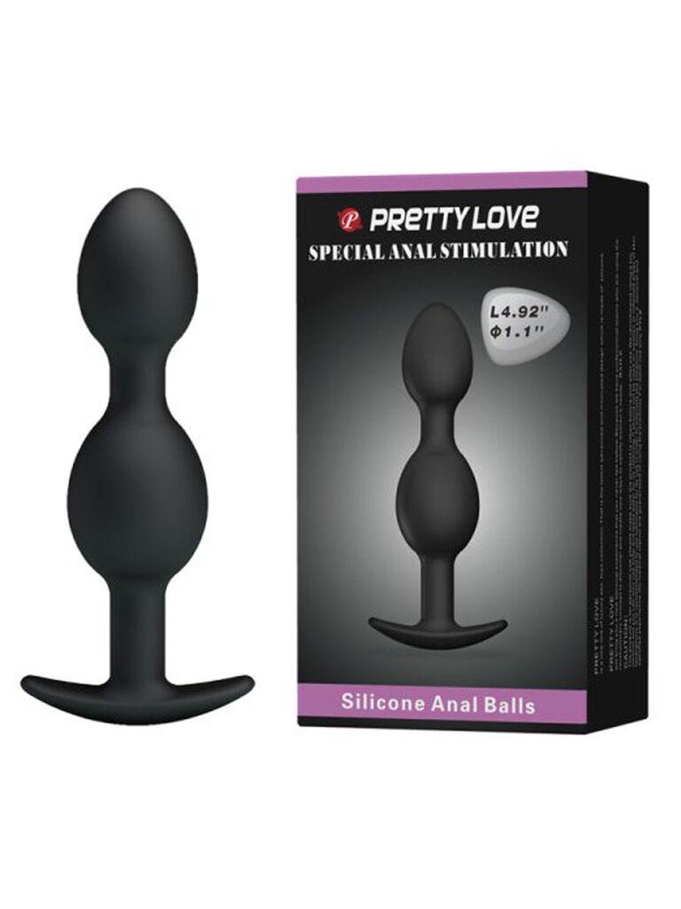 Butt plug sa kuglicama, 12.5cm, Crni