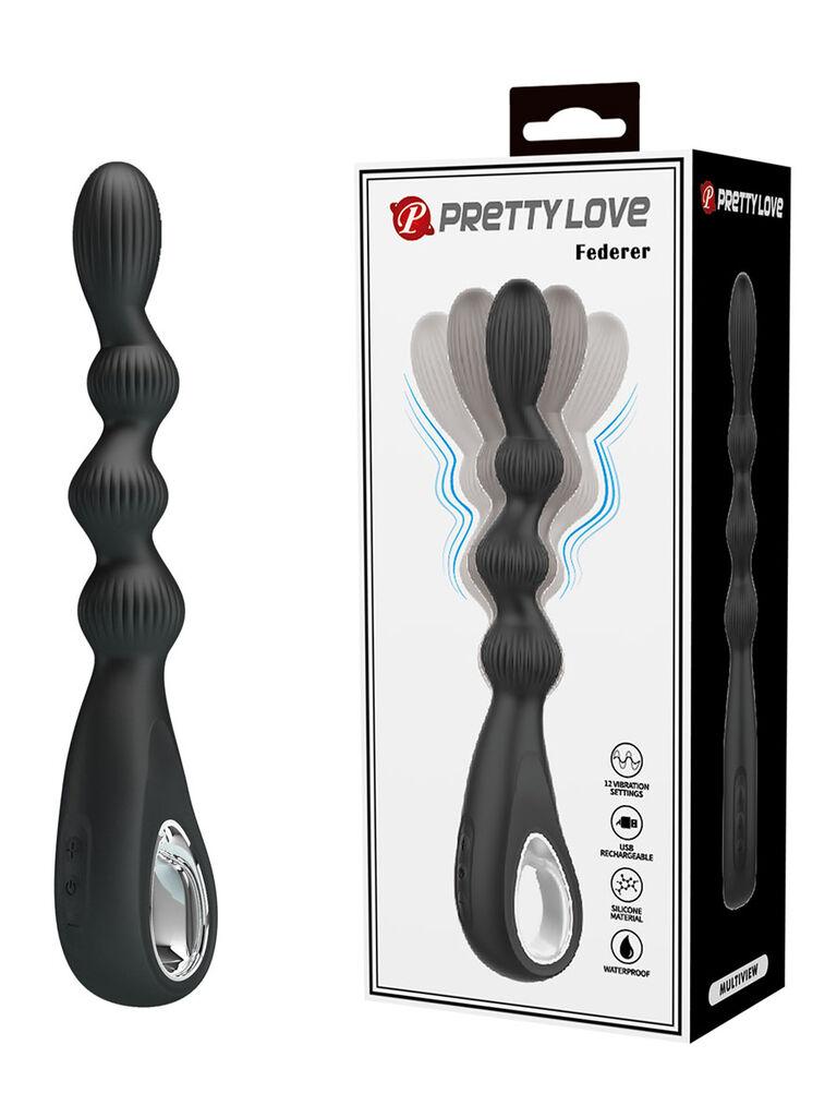 Analni vibrator Federer, 22.2cm, Crni