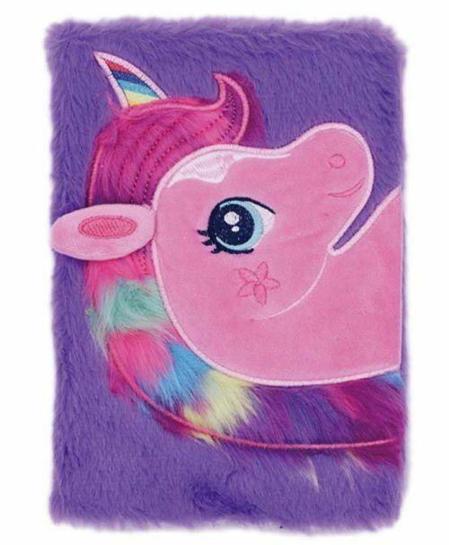 Plišani notes sa vezom Unicorn PE32015, 80 listova, Ljubičasti