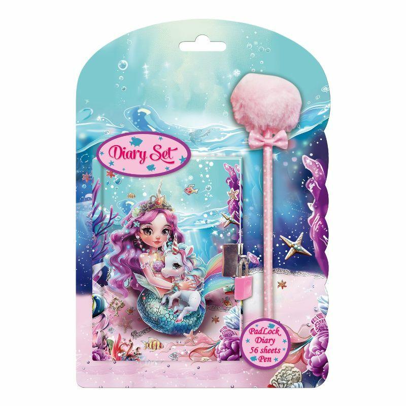 Dečiji dnevnik sa olovkom Sirena, 56 listova, Šareni