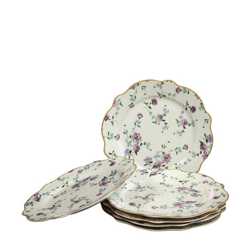 Sigma Set tanjira za kolače JH-Pl6-VIO, Porcelanski, 6 komada, Ljubičasto-beli