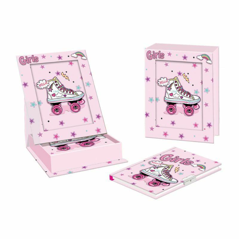 Dečiji dnevnik sa ključem Roleri, 56 listova, Roze