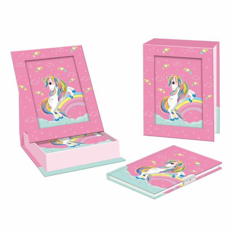 Dečiji dnevnik sa ključem Jednorog, 56 listova, Roze