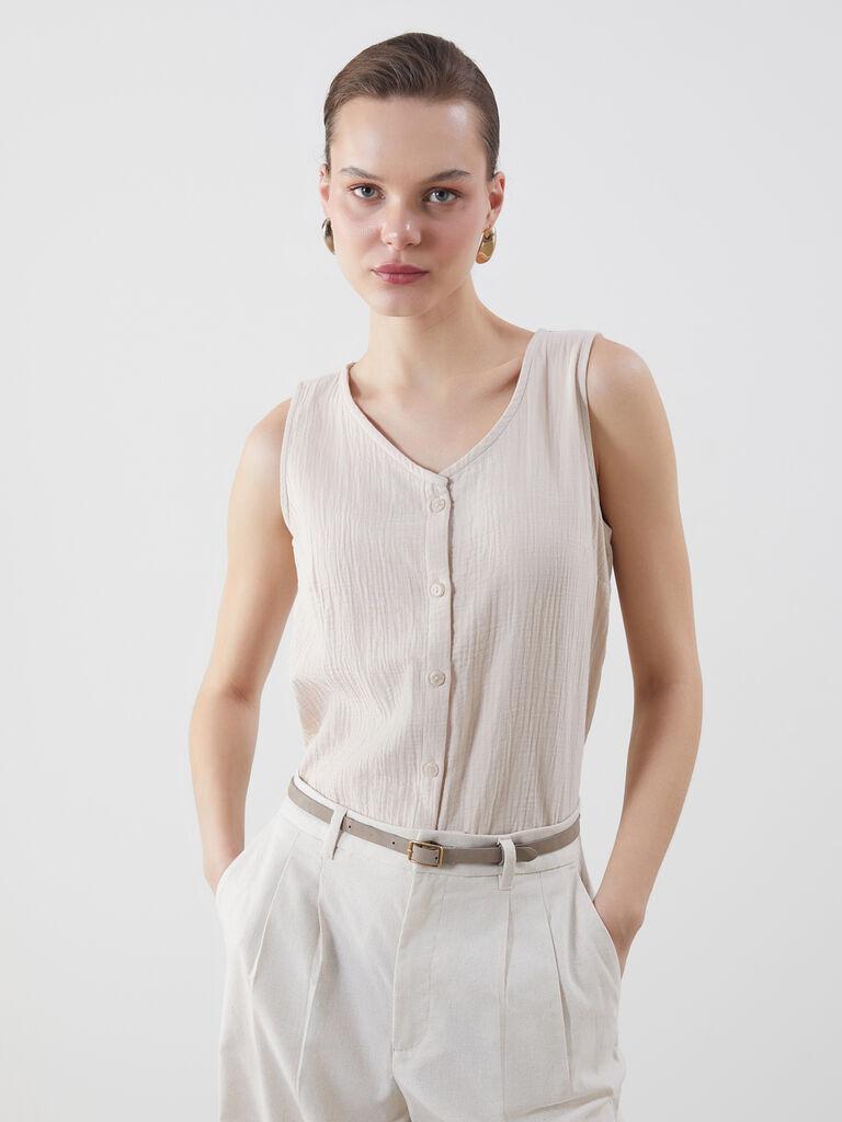 LC Waikiki Ženska bluza S5IO39Z8-FPK, Bež