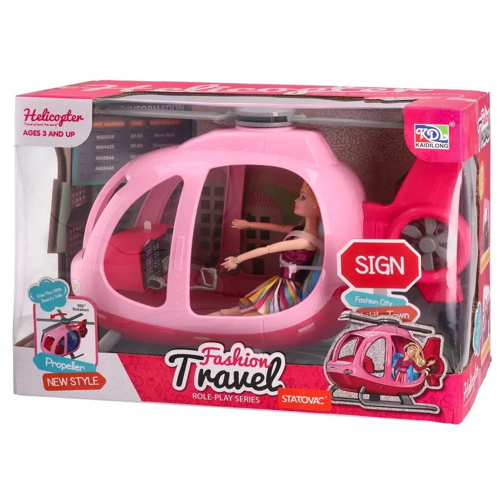 OZZO Set Helikopter i lutka Boneca, Roze